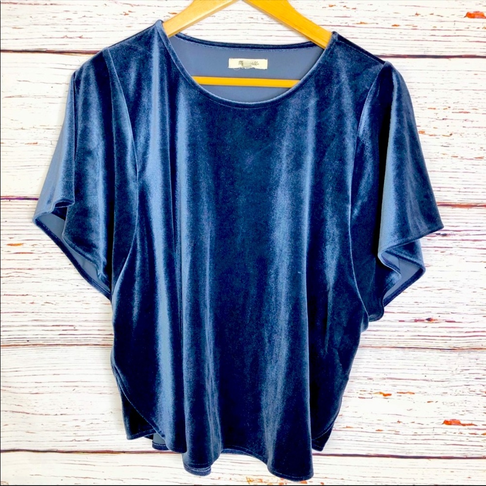 madewell velour butterfly sleeve blouse